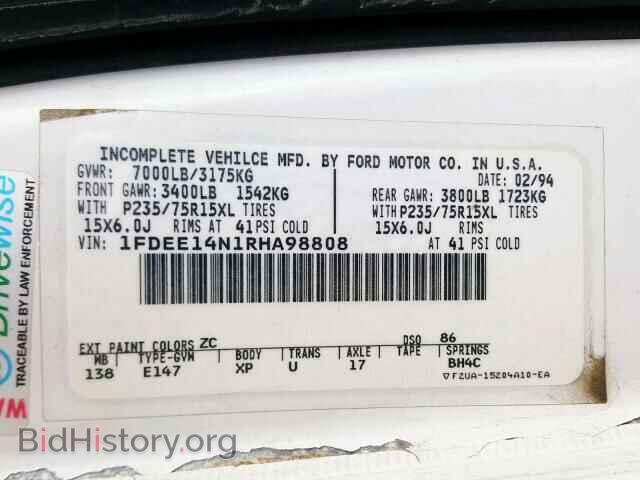 1994 FORD ECONOLINE - VIN: 1FDEE14N1RHA98808 - Photo 10