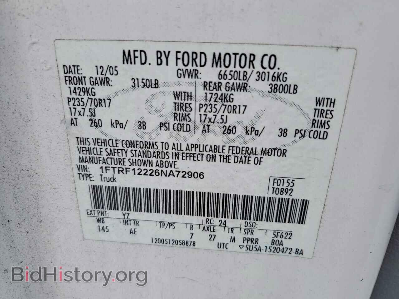 2006 FORD F150 - VIN: 1FTRF12226NA72906 - Фото 12