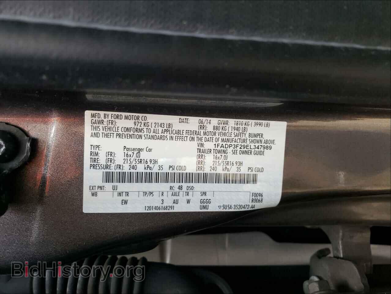 2014 FORD FOCUS - VIN: 1FADP3F29EL347989 - Фото 10