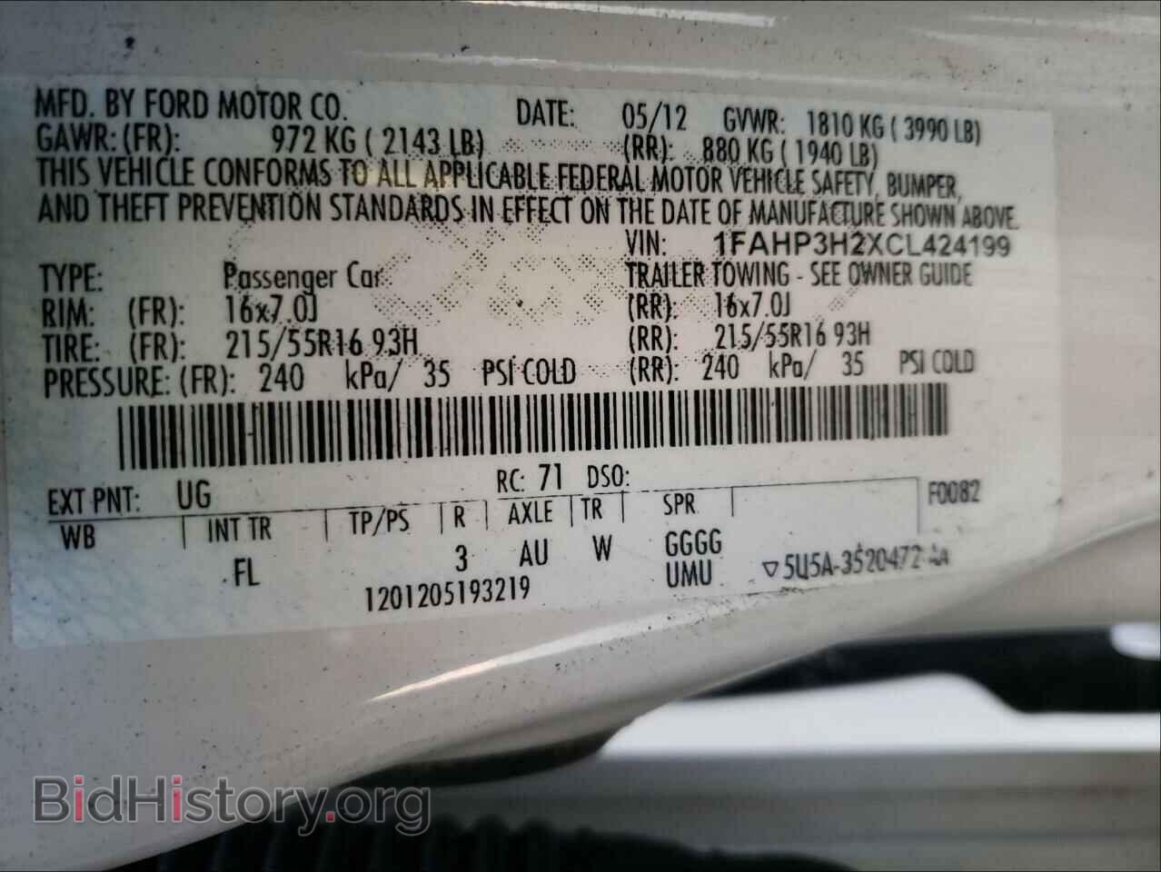 2012 FORD FOCUS - VIN: 1FAHP3H2XCL424199 - Photo 10