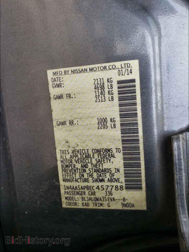 2014 NISSAN MAXIMA - VIN: 1N4AA5AP8EC457788 - Фото 10
