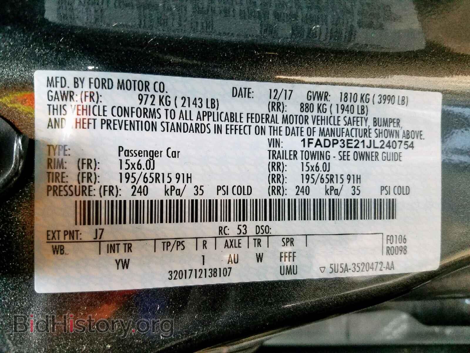 2018 FORD FOCUS - VIN: 1FADP3E21JL240754 - Фото 10