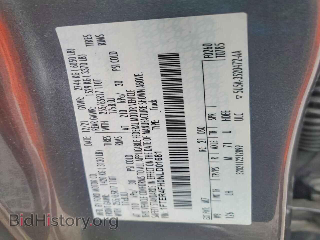 2022 FORD RANGER - VIN: 1FTER4FH0NLD01681 - Фото 12