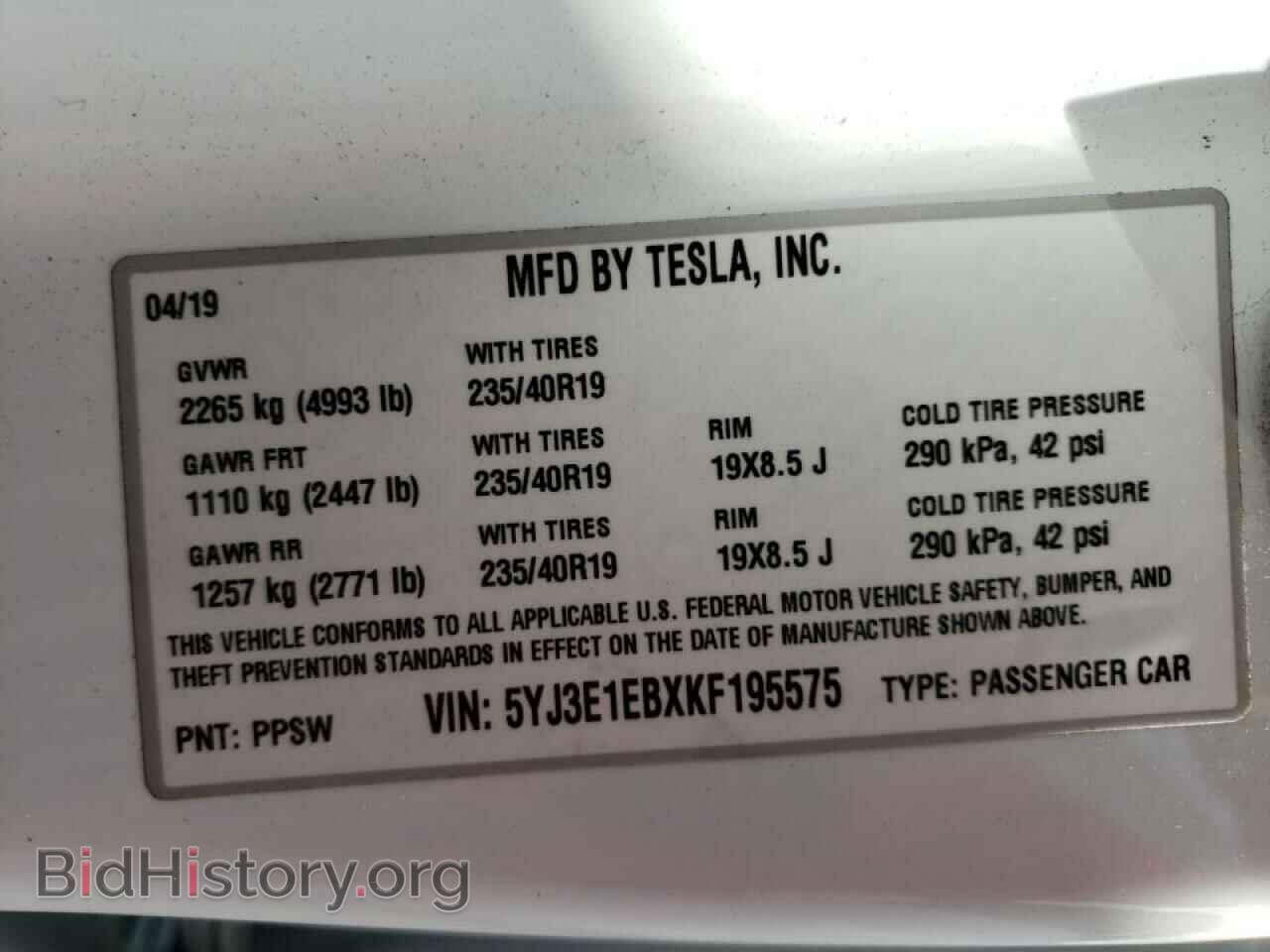 2019 TESLA MODEL 3 - VIN: 5YJ3E1EBXKF195575 - Photo 10
