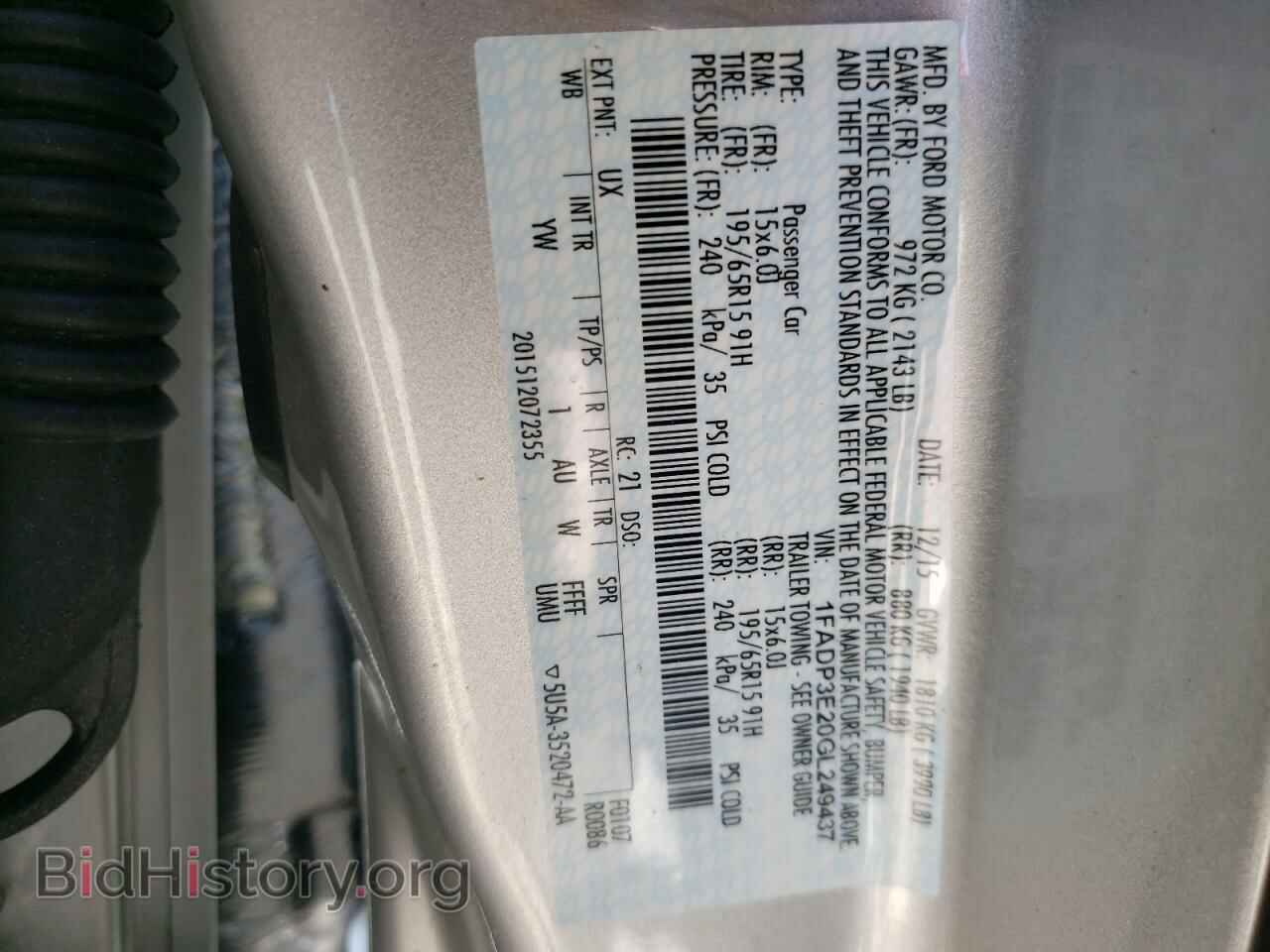 2016 FORD FOCUS - VIN: 1FADP3E20GL249437 - Фото 10