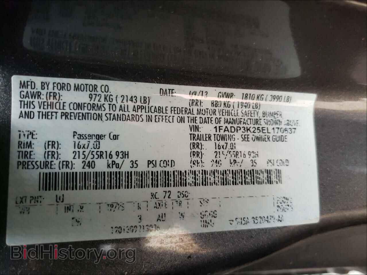 2014 FORD FOCUS - VIN: 1FADP3K25EL170637 - Фото 10