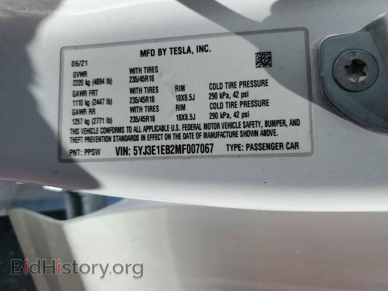 2021 TESLA MODEL 3 - VIN: 5YJ3E1EB2MF007067 - Фото 14