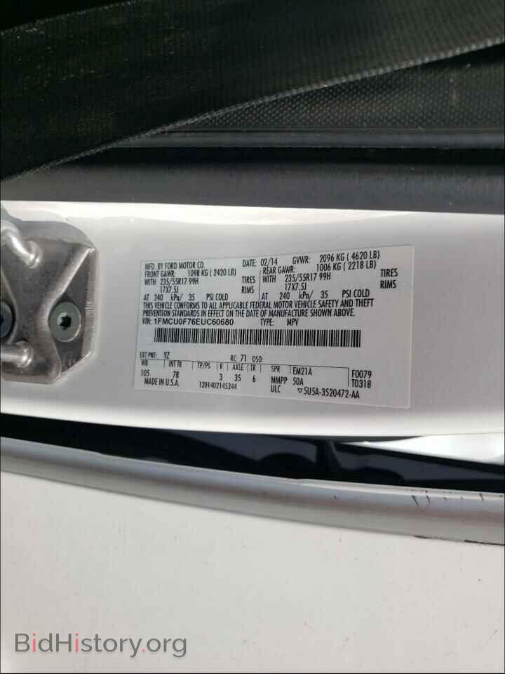 2014 FORD ESCAPE - VIN: 1FMCU0F76EUC60680 - Фото 10