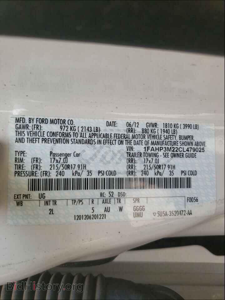 2012 FORD FOCUS - VIN: 1FAHP3M22CL479025 - Фото 10
