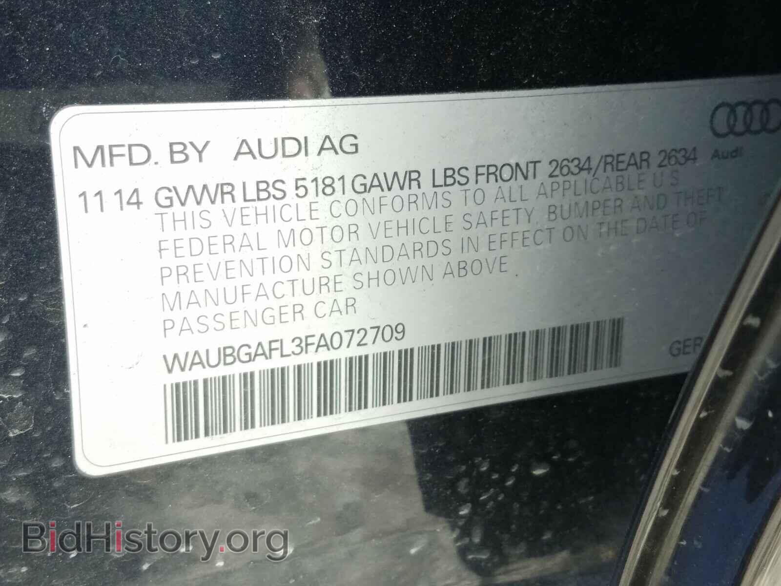 2015 AUDI S4/RS4 - VIN: WAUBGAFL3FA072709 - Фото 10