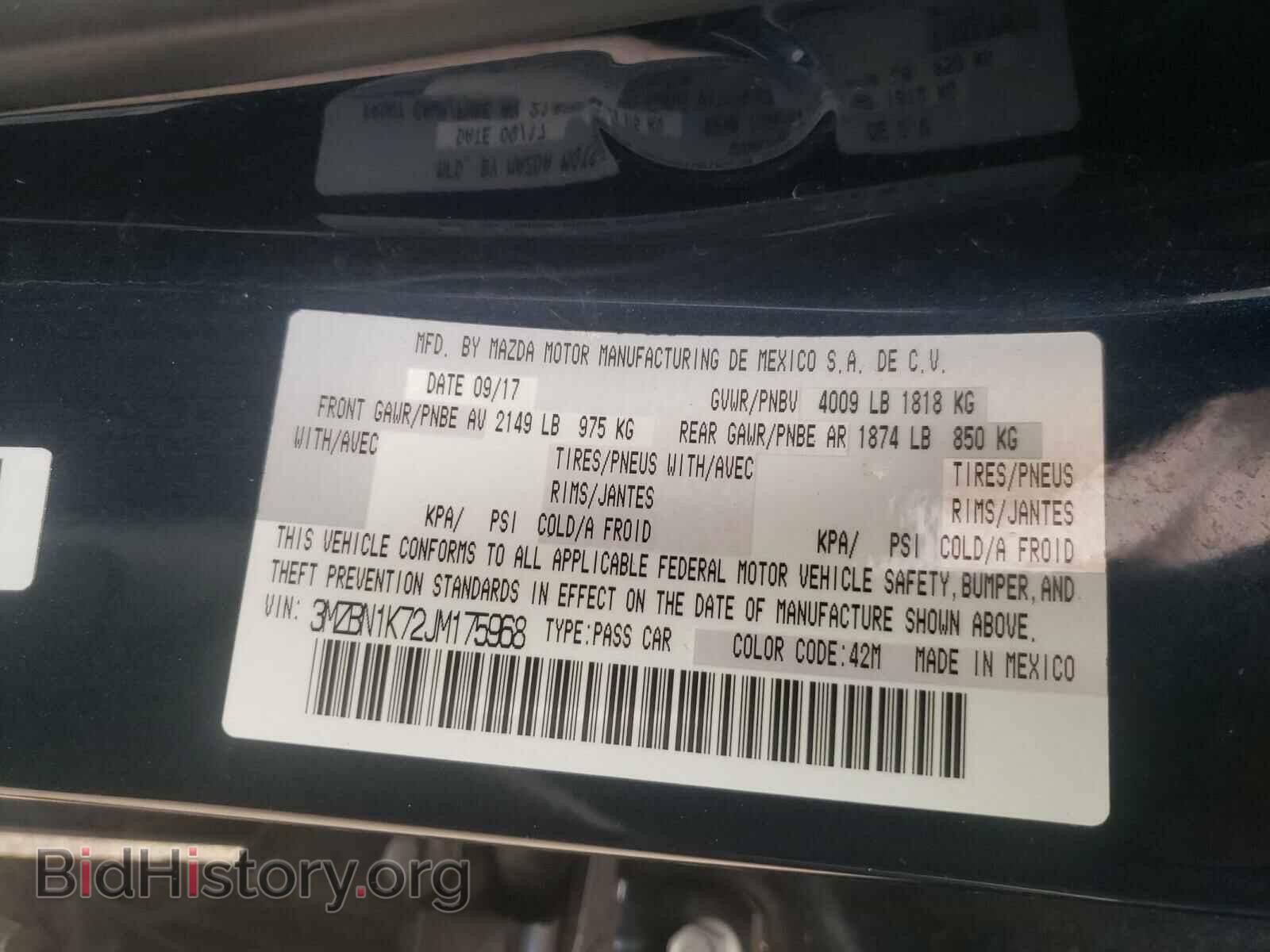 2018 MAZDA 3 - VIN: 3MZBN1K72JM175968 - Фото 10