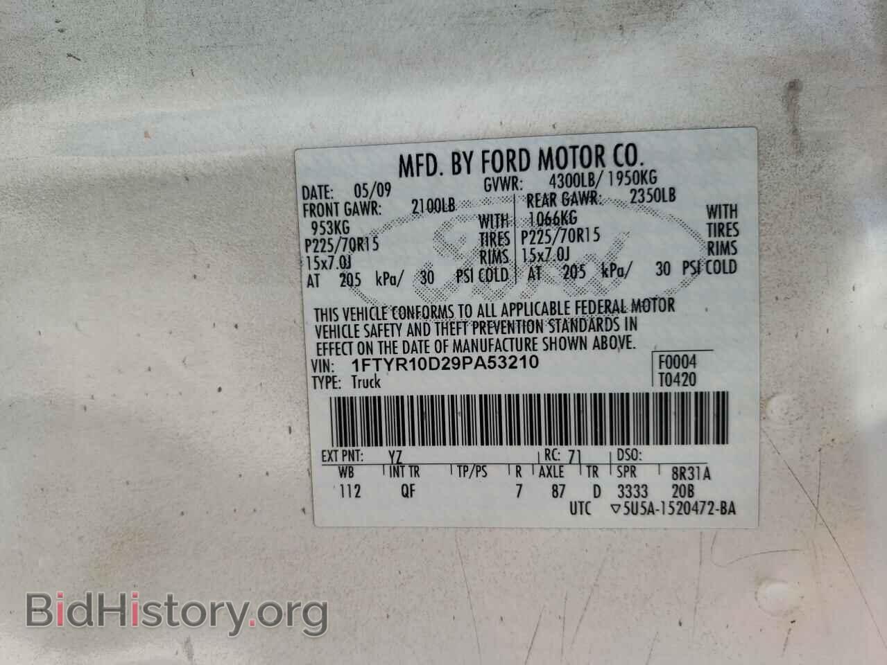 2009 FORD RANGER - VIN: 1FTYR10D29PA53210 - Фото 10