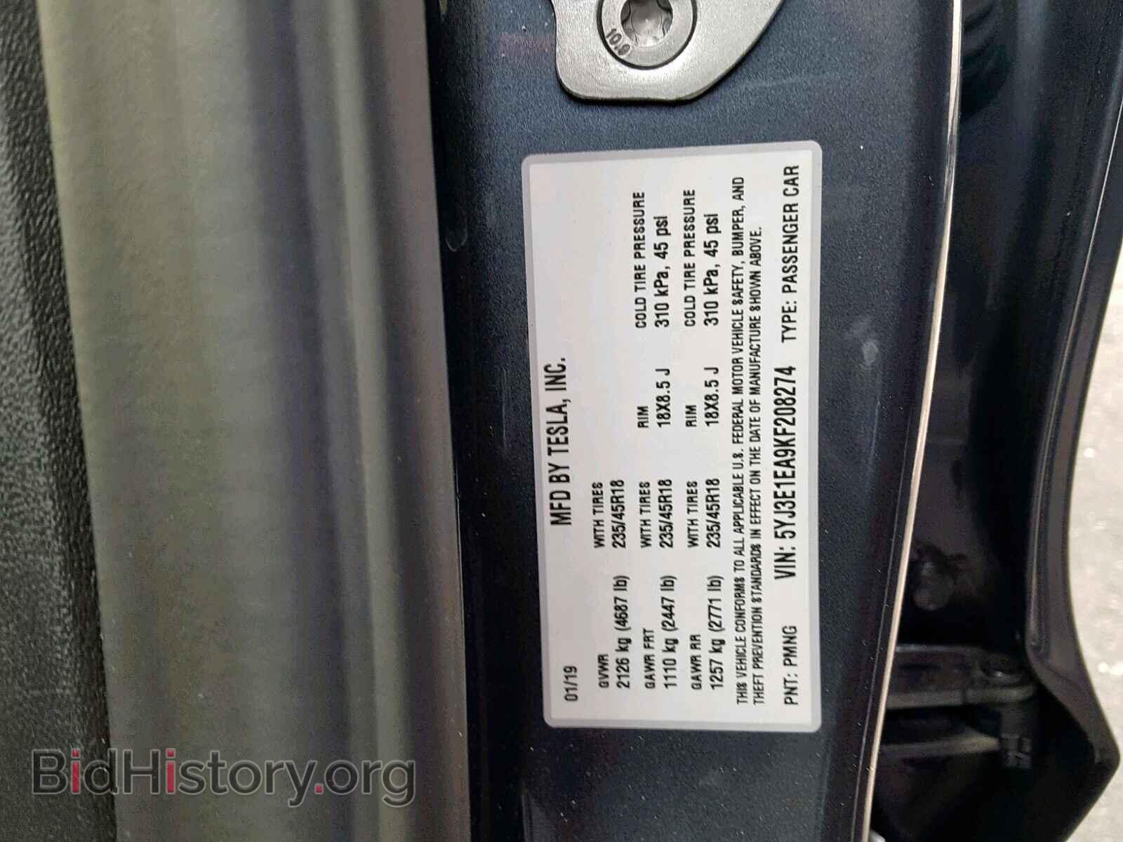 2019 TESLA MODEL 3 - VIN: 5YJ3E1EA9KF208274 - Photo 10