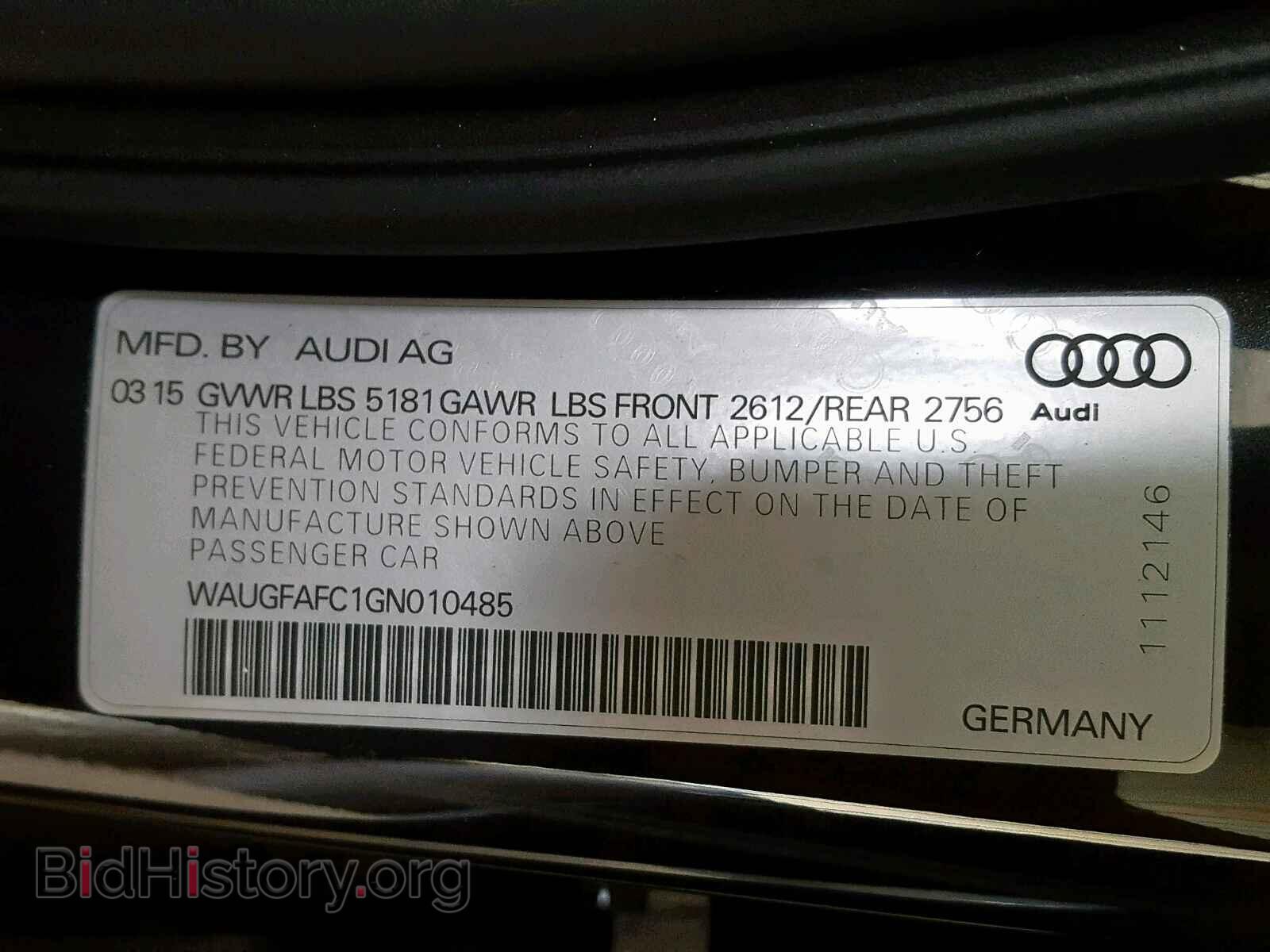2016 AUDI A6 - VIN: WAUGFAFC1GN010485 - Фото 10