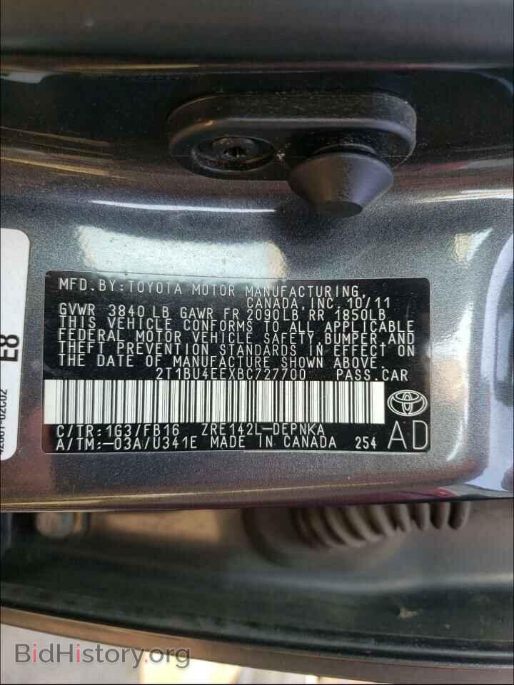 2011 TOYOTA COROLLA - VIN: 2T1BU4EEXBC727700 - Фото 10