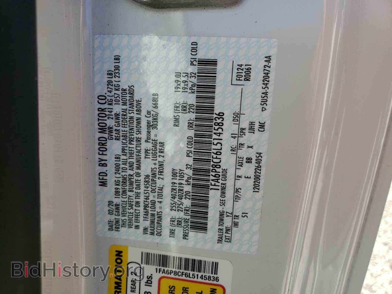 2020 FORD MUSTANG - VIN: 1FA6P8CF6L5145836 - Фото 10