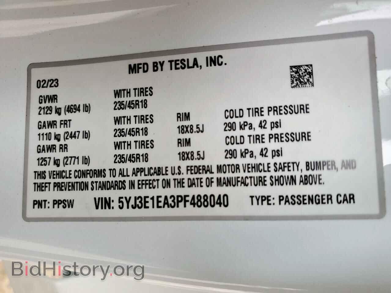 2023 TESLA MODEL 3 - VIN: 5YJ3E1EA3PF488040 - Фото 12