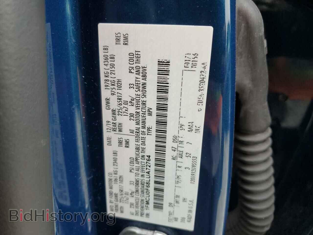 2020 FORD ESCAPE - VIN: 1FMCU0F68LUA72764 - Фото 14