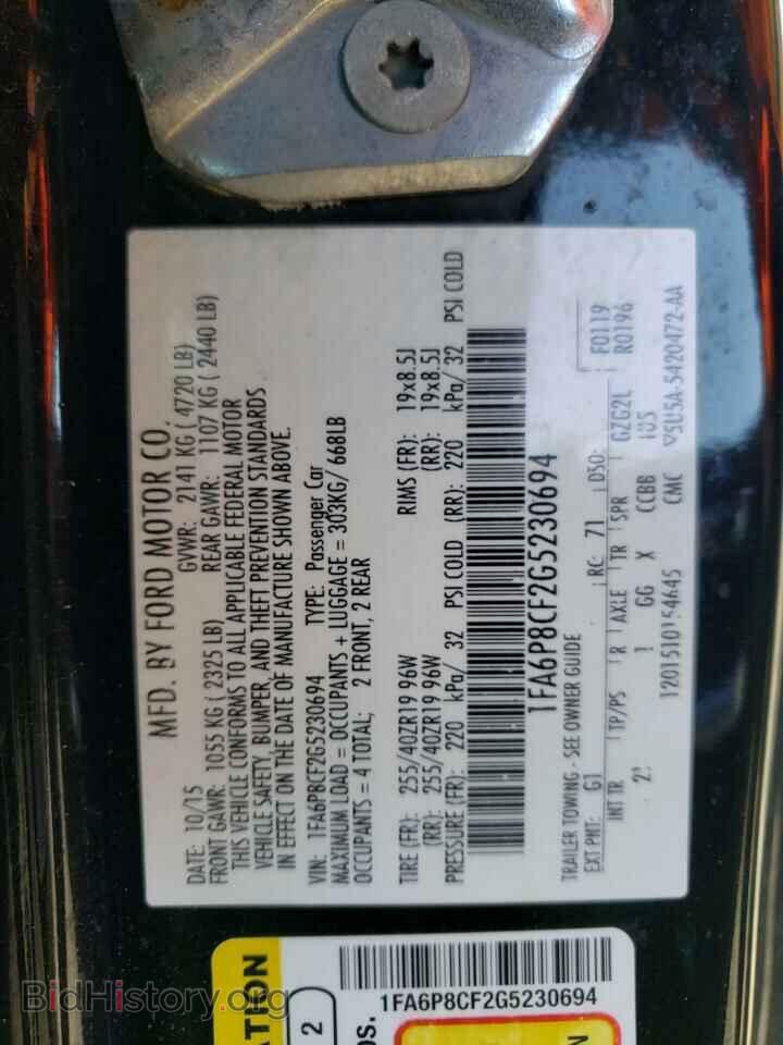 2016 FORD MUSTANG - VIN: 1FA6P8CF2G5230694 - Фото 10