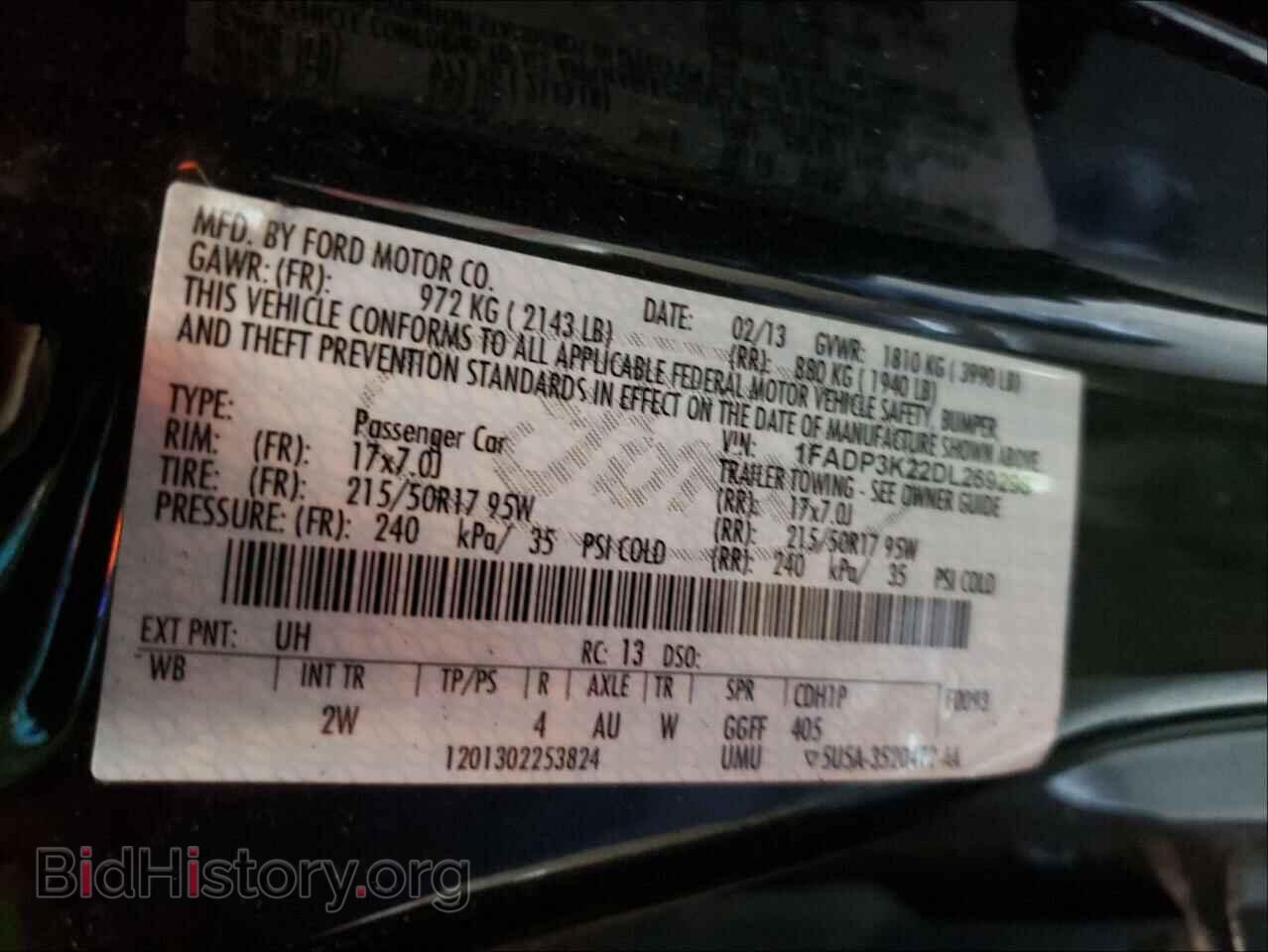 2013 FORD FOCUS - VIN: 1FADP3K22DL269298 - Фото 10