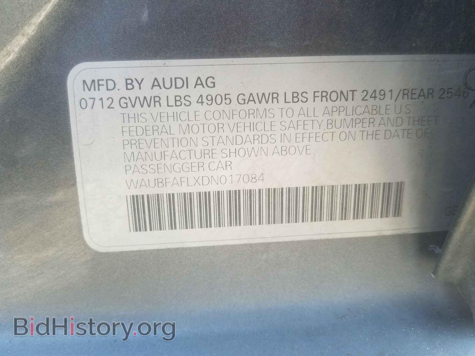 2013 AUDI A4 - VIN: WAUBFAFLXDN017084 - Фото 10
