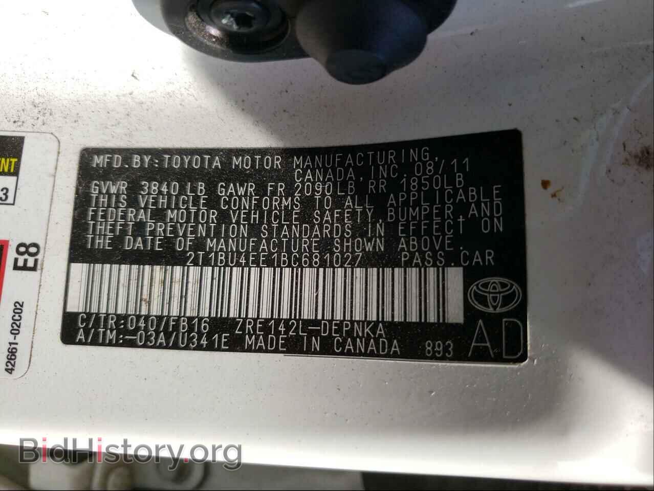 2011 TOYOTA COROLLA - VIN: 2T1BU4EE1BC681027 - Фото 10