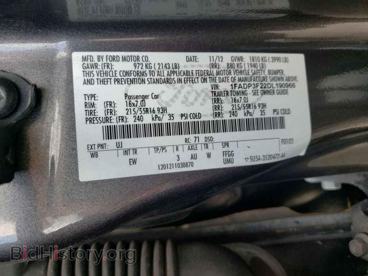 2013 FORD FOCUS - VIN: 1FADP3F22DL190966 - Фото 10