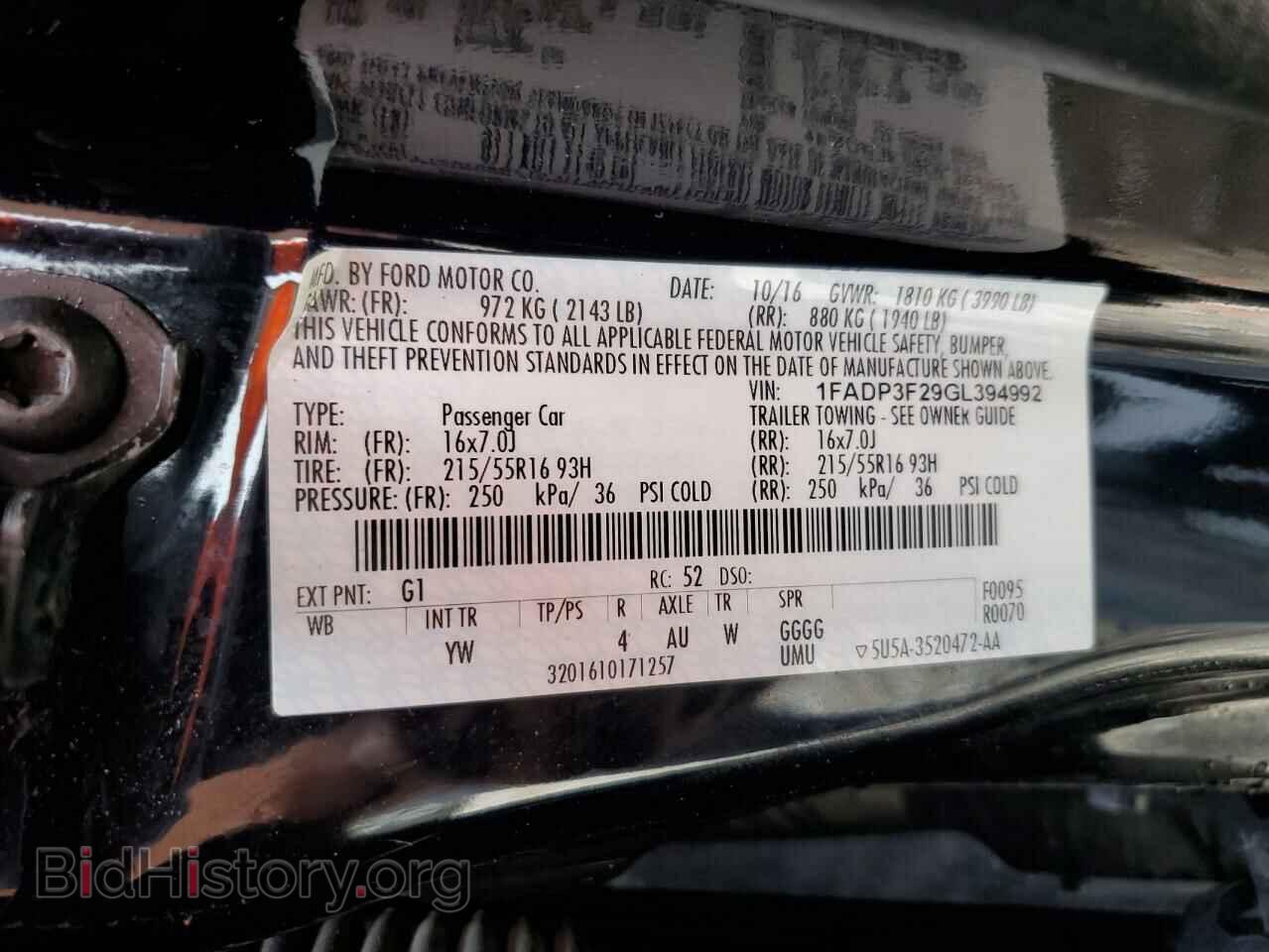 2016 FORD FOCUS - VIN: 1FADP3F29GL394992 - Фото 12