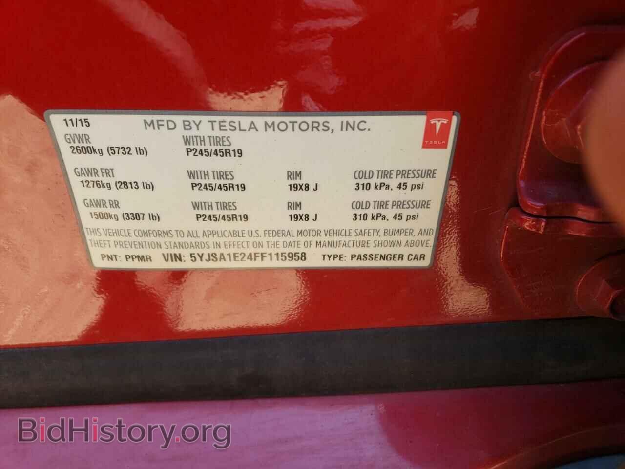 2015 TESLA MODEL S - VIN: 5YJSA1E24FF115958 - Фото 10