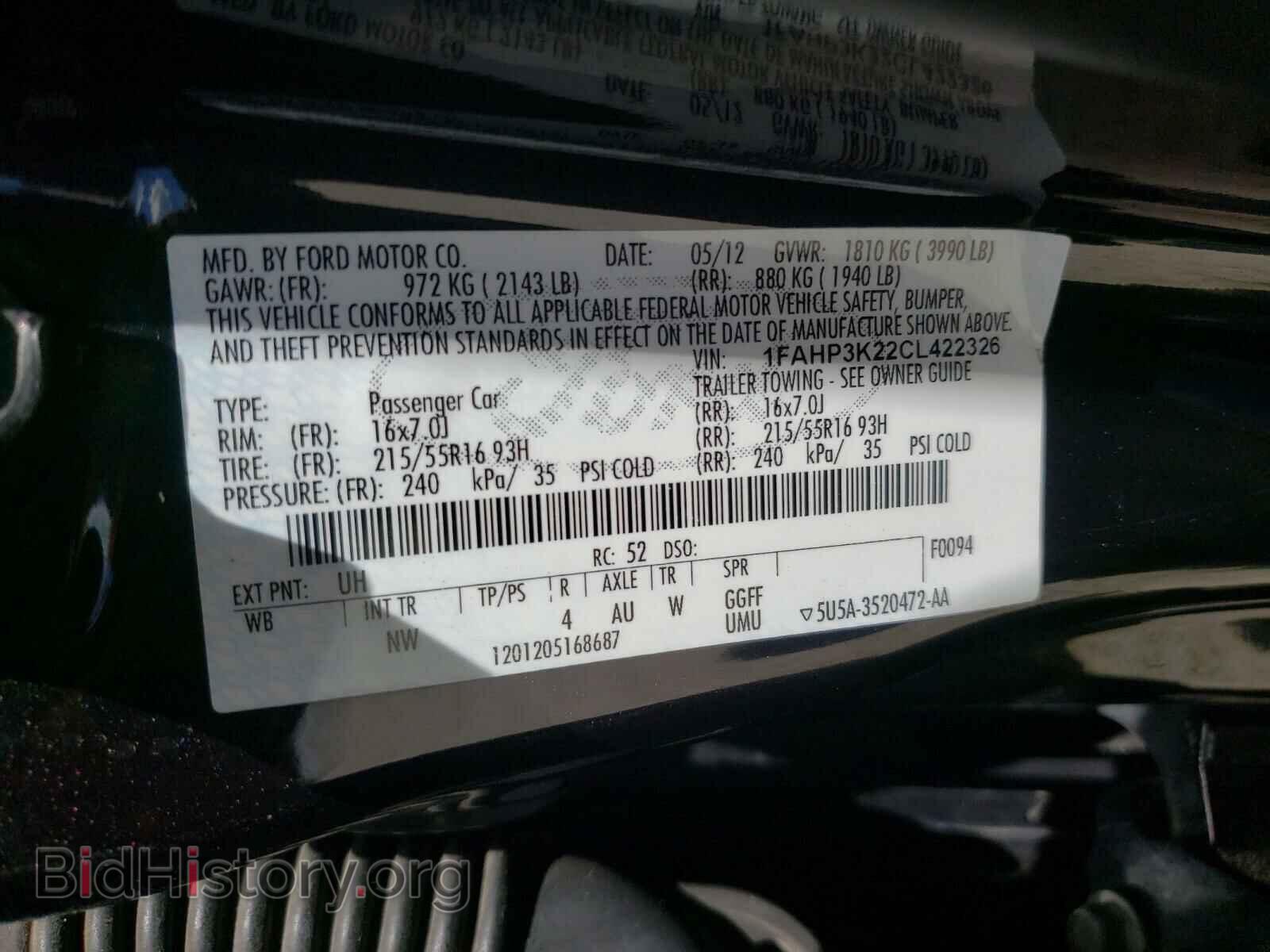 2012 FORD FOCUS - VIN: 1FAHP3K22CL422326 - Фото 10