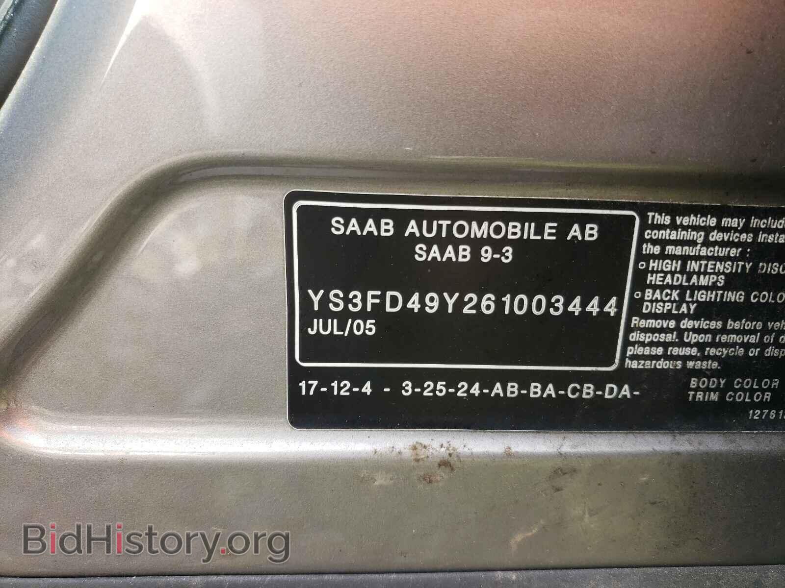 2006 SAAB 9 3 - VIN: YS3FD49Y261003444 - Photo 9