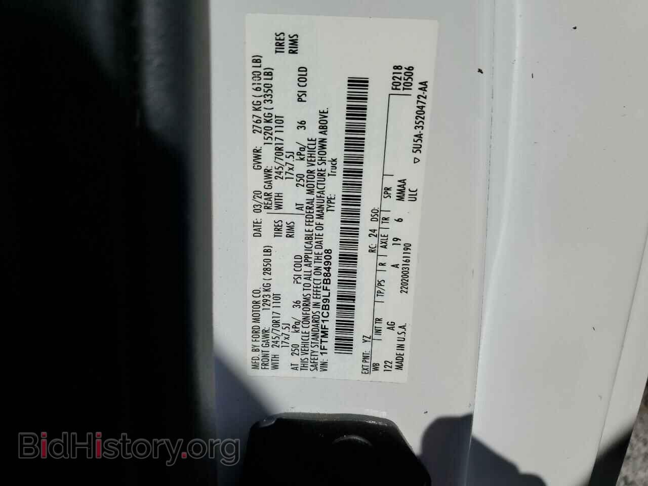 2020 FORD All Models - VIN: 1FTMF1CB9LFB84908 - Photo 12
