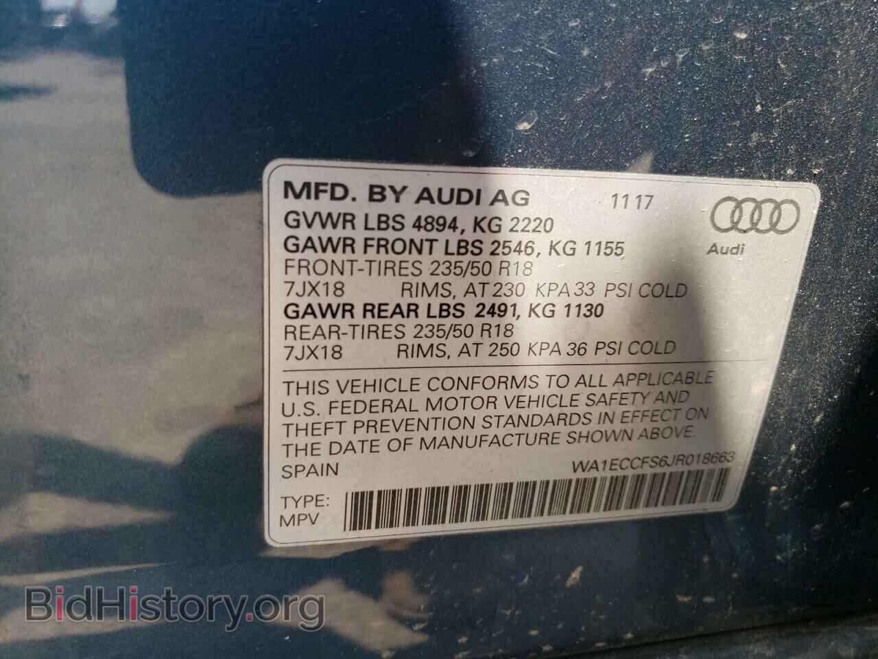 2018 AUDI Q3 - VIN: WA1ECCFS6JR018663 - Фото 10