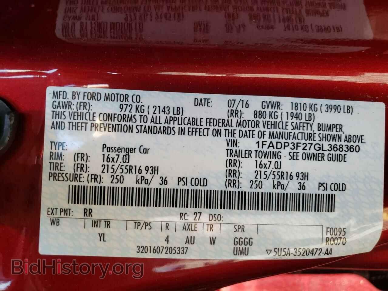 2016 FORD FOCUS - VIN: 1FADP3F27GL368360 - Фото 10