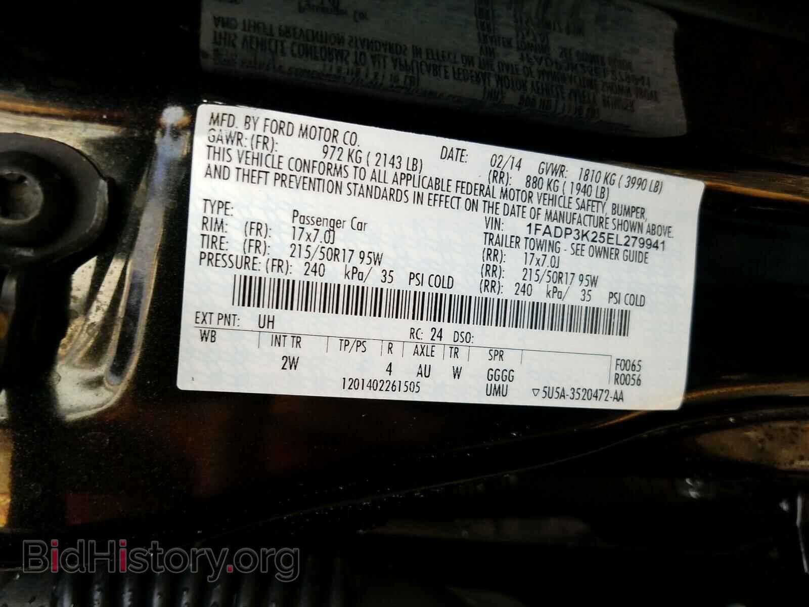 2014 FORD FOCUS - VIN: 1FADP3K25EL279941 - Фото 10