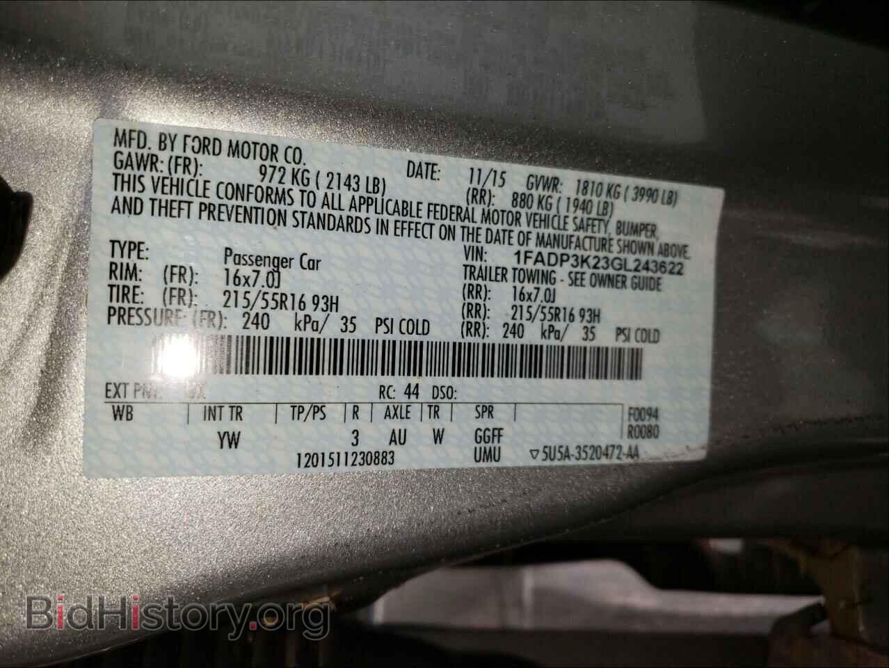 2016 FORD FOCUS - VIN: 1FADP3K23GL243622 - Фото 10