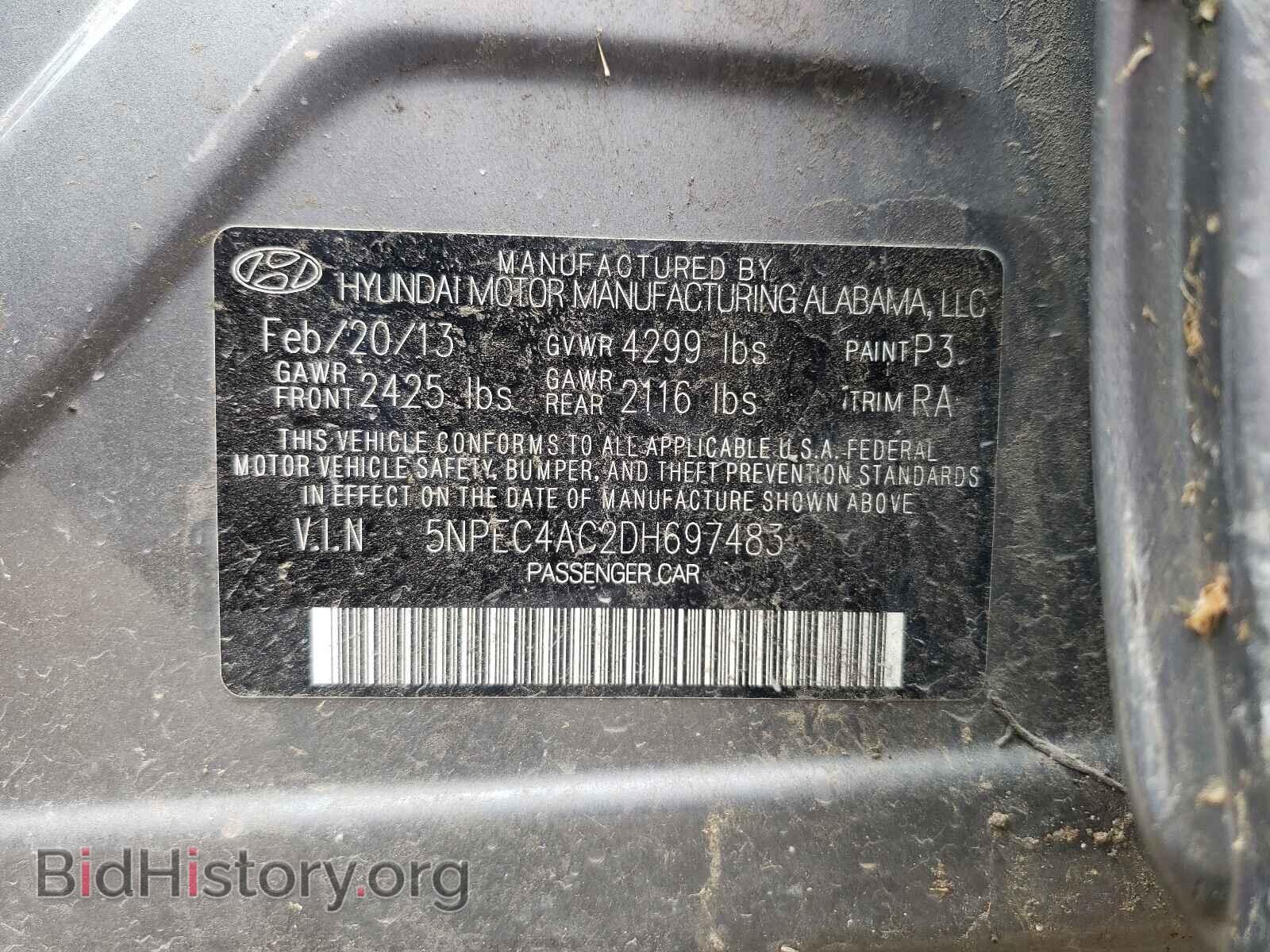 2013 HYUNDAI SONATA - VIN: 5NPEC4AC2DH697483 - Photo 10