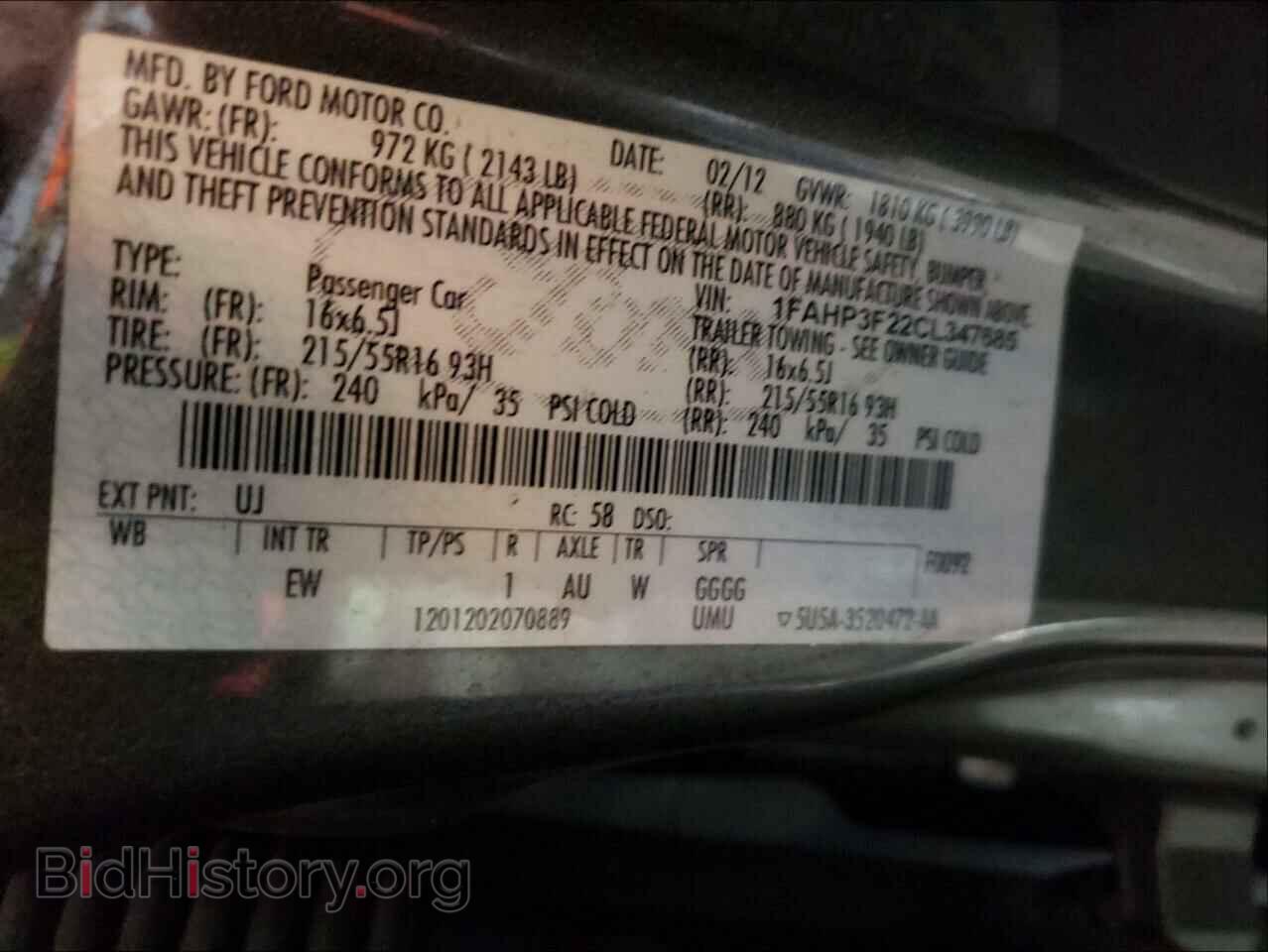 2012 FORD FOCUS - VIN: 1FAHP3F22CL347685 - Фото 10
