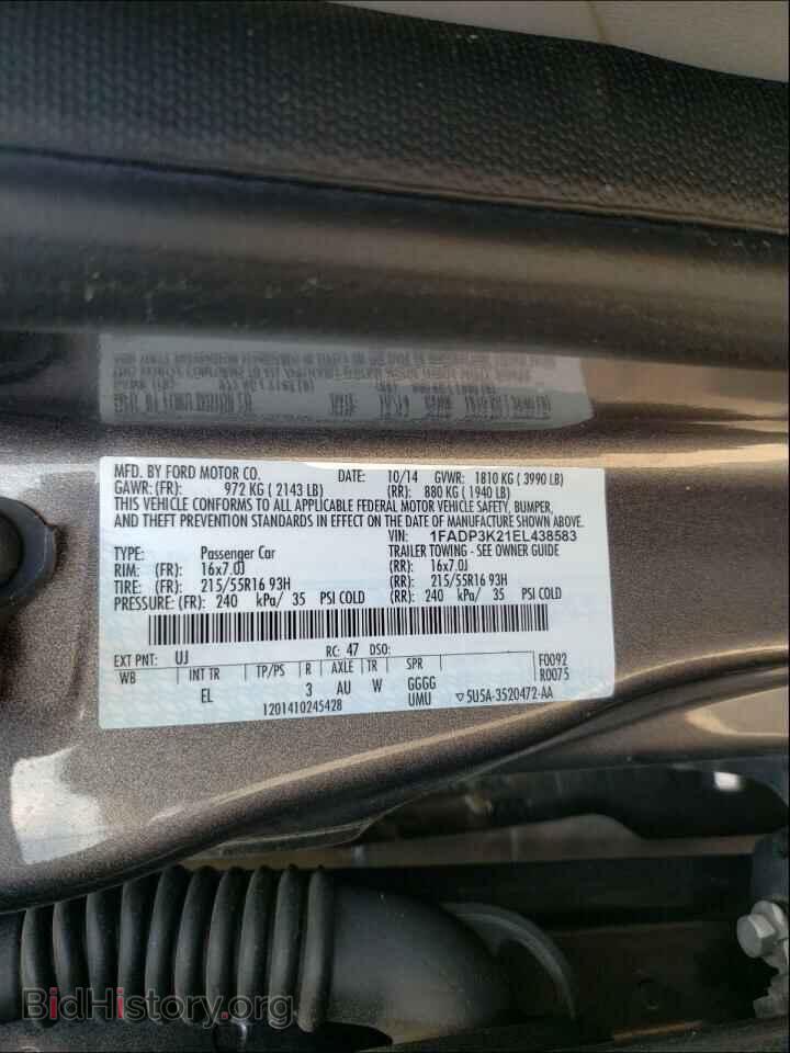 2014 FORD FOCUS - VIN: 1FADP3K21EL438583 - Фото 8