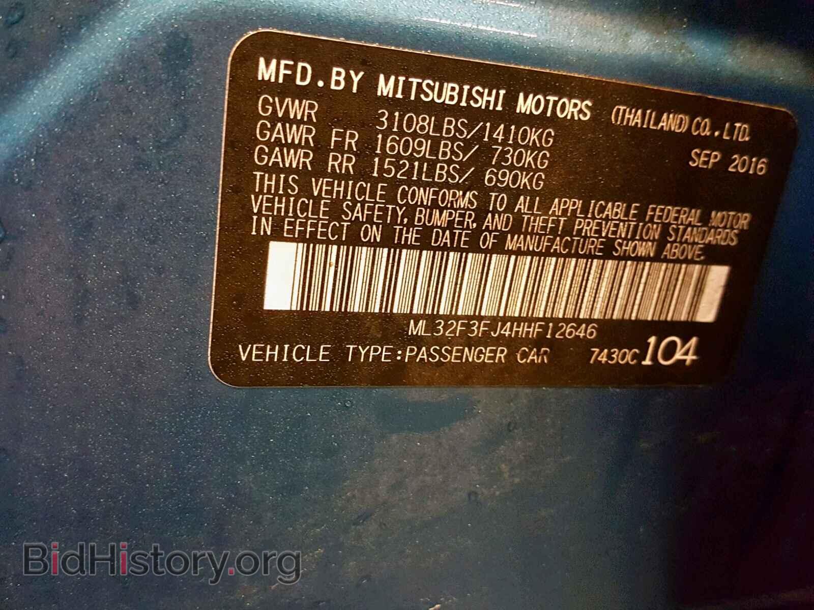 2017 MITSUBISHI MIRAGE - VIN: ML32F3FJ4HHF12646 - Фото 10