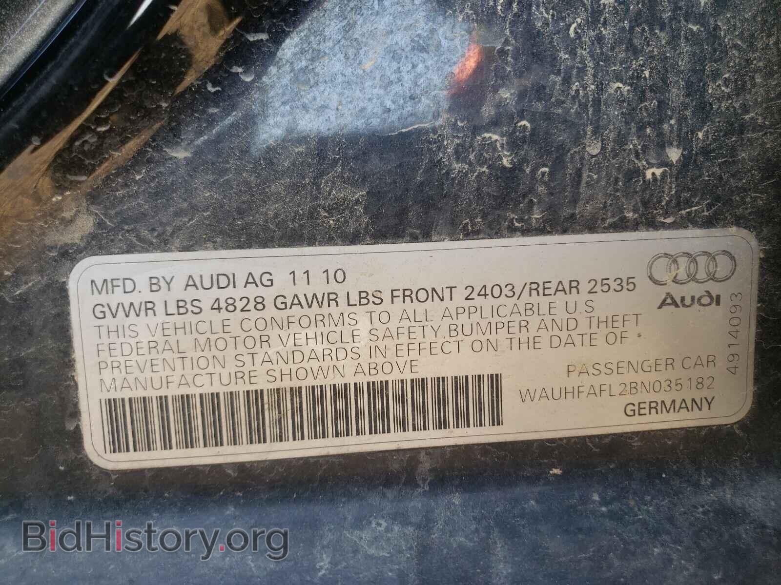 2011 AUDI A4 - VIN: WAUHFAFL2BN035182 - Фото 10