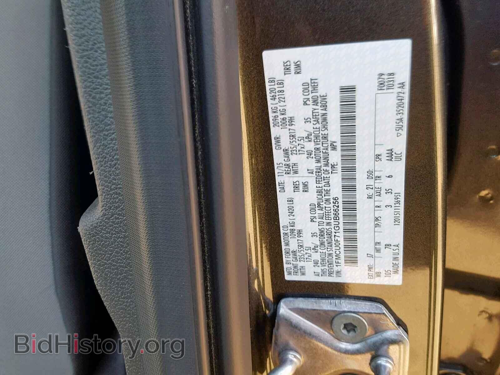 2016 FORD ESCAPE S - VIN: 1FMCU0F71GUB66256 - Фото 10