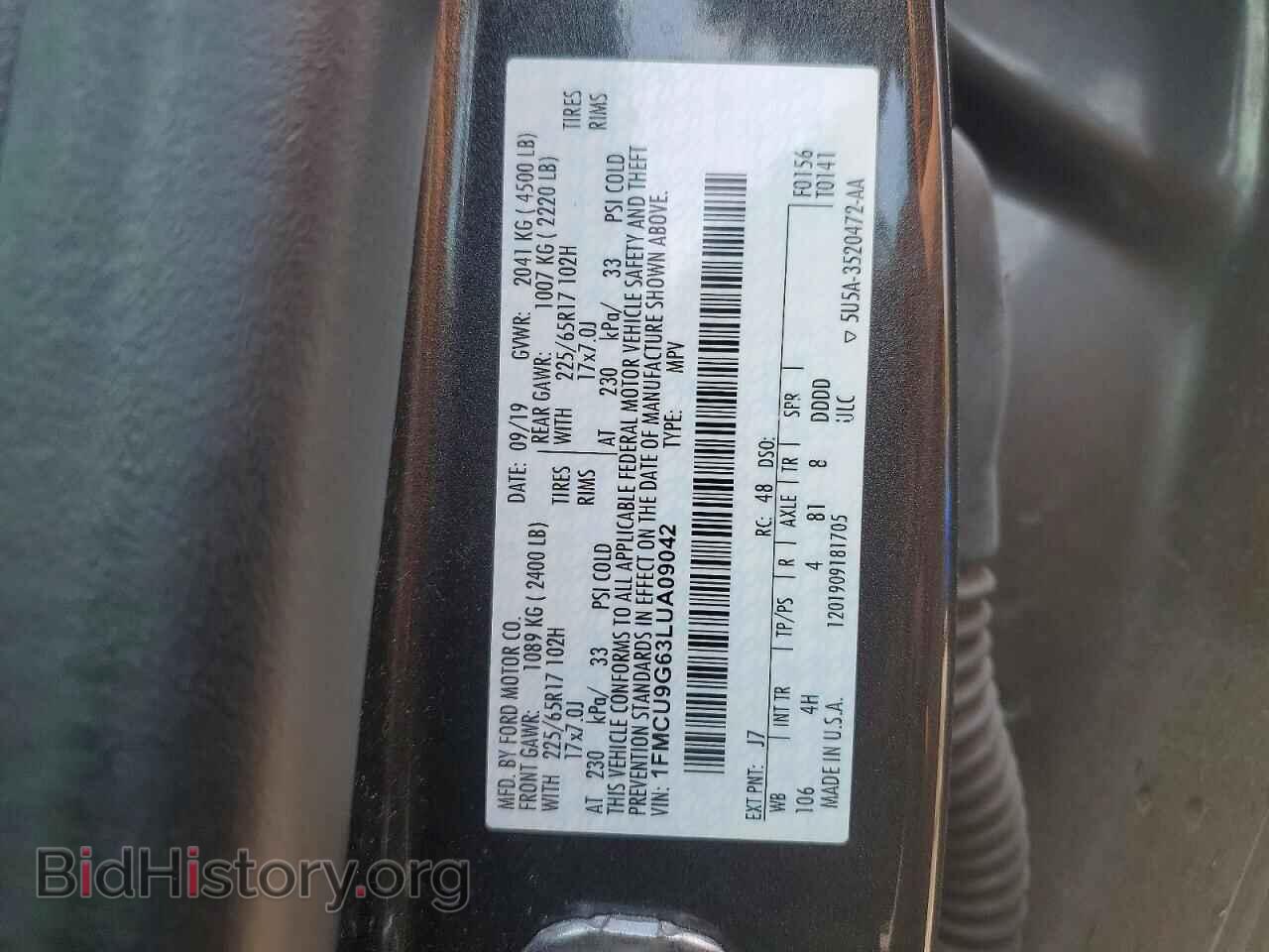 2020 FORD ESCAPE - VIN: 1FMCU9G63LUA09042 - Фото 13