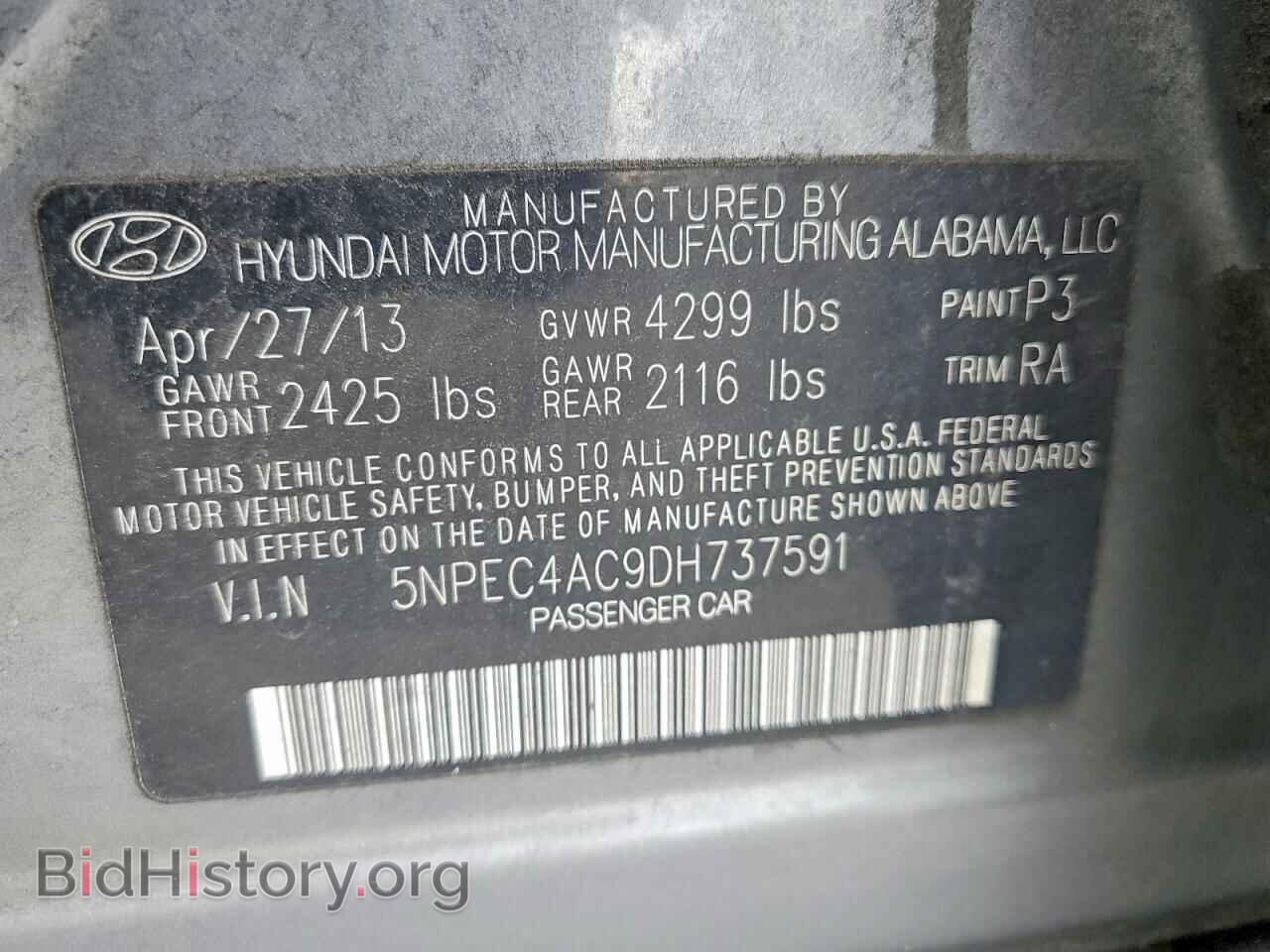 2013 HYUNDAI SONATA - VIN: 5NPEC4AC9DH737591 - Фото 12