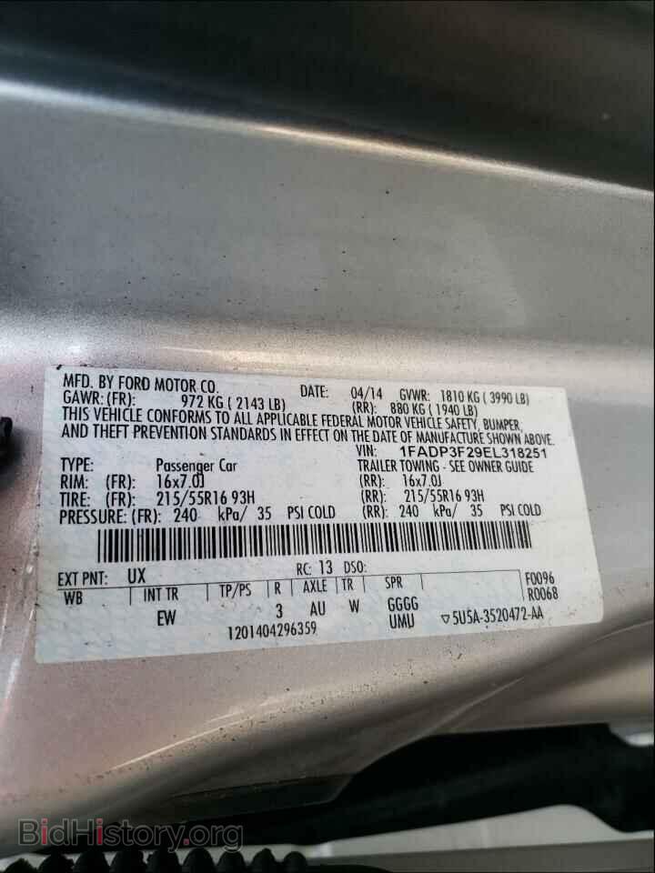 2014 FORD FOCUS - VIN: 1FADP3F29EL318251 - Фото 10
