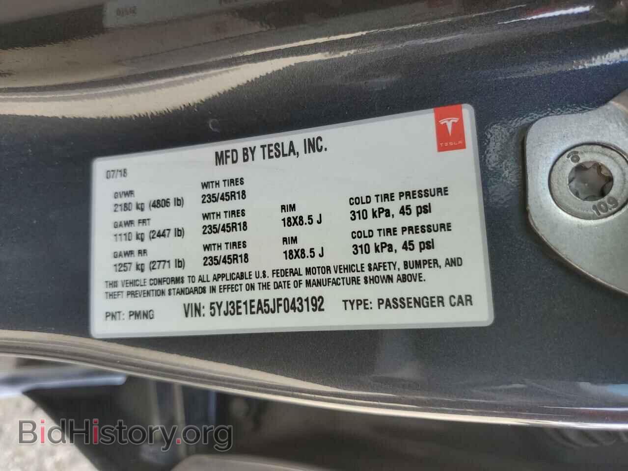 2018 TESLA MODEL 3 - VIN: 5YJ3E1EA5JF043192 - Photo 14