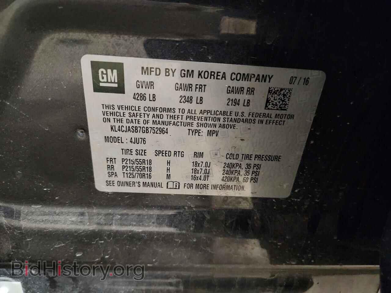 2016 BUICK ENCORE - VIN: KL4CJASB7GB752964 - Photo 13