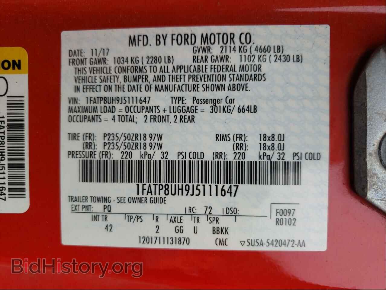 2018 FORD MUSTANG - VIN: 1FATP8UH9J5111647 - Фото 10