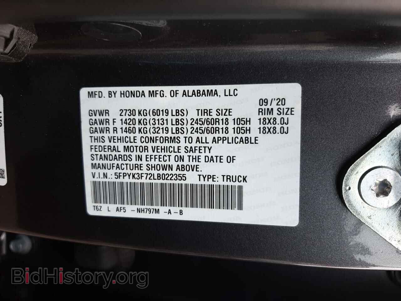 2020 HONDA RIDGELINE - VIN: 5FPYK3F72LB022355 - Фото 10