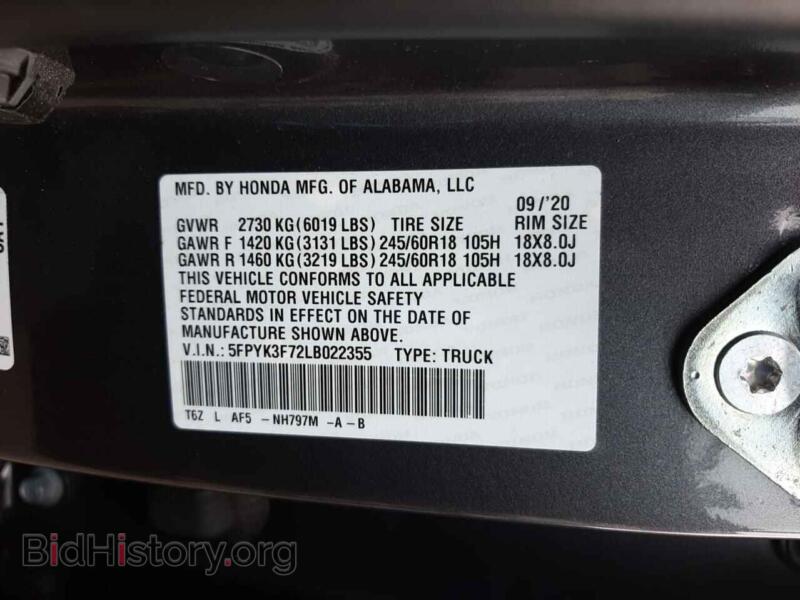 2020 Honda RIDGELINE (VIN 5FPYK3F72LB022355) — фото 10 из 10